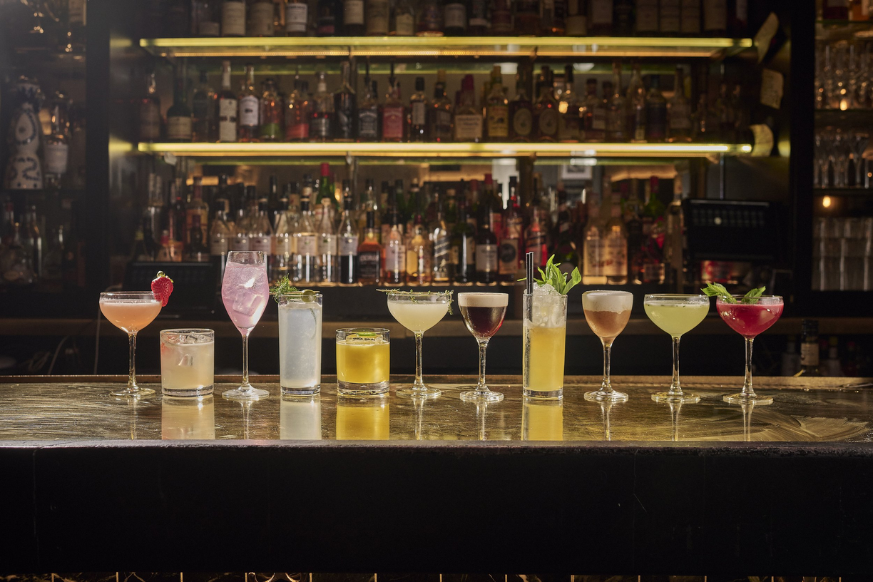 Cocktail lineup at the Employees Only bar